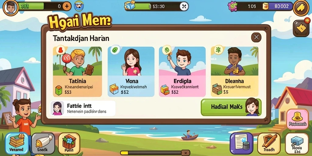 Screenshot memperlihatkan fitur sosial untuk berinteraksi dengan pemain lain.